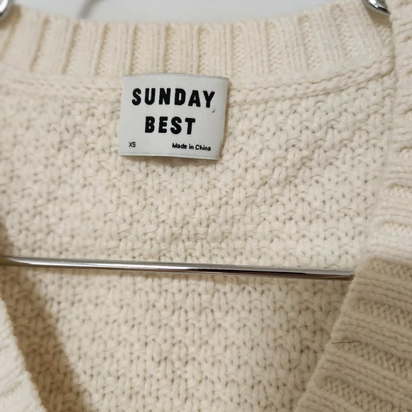 Sunday Best V-Neck Cream Sweater Vest - Picture 3 of 5